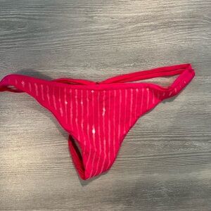 NWOT La Senza -The Sexies Pink Sequin Thong size small